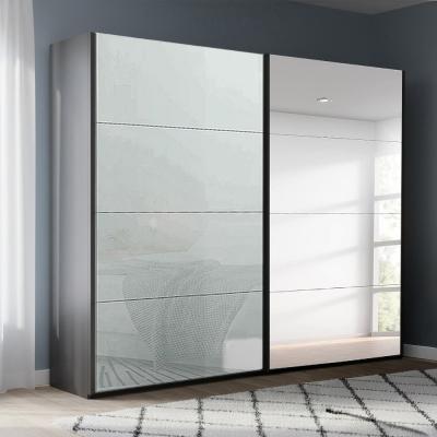Rauch Beluga Extra 226cm 2 Door Sliding Wardrobe with Mirror - Graphite and Silk Grey Glass