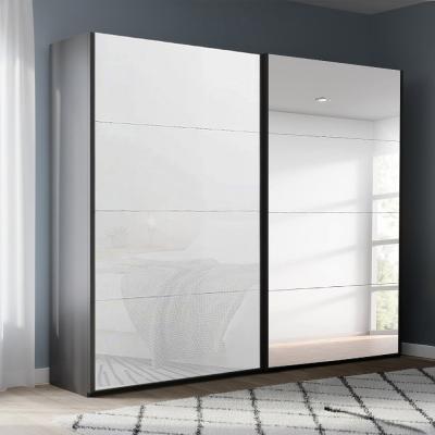 Rauch Beluga Extra 226cm 2 Door Sliding Wardrobe with Mirror - Graphite and White Glass