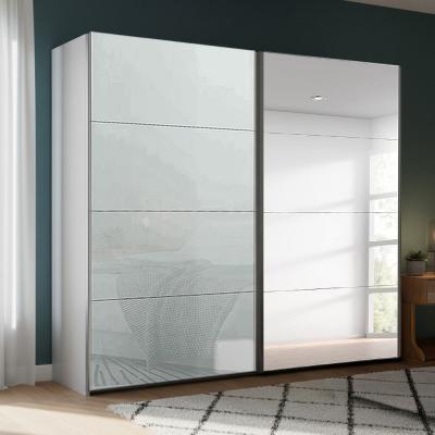 Rauch Beluga Extra 226cm 2 Door Sliding Wardrobe with Mirror - Silk Grey and Silk Grey Glass