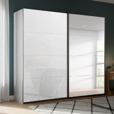Rauch Beluga Extra 226cm 2 Door Sliding Wardrobe with Mirror - Silk Grey and White Glass