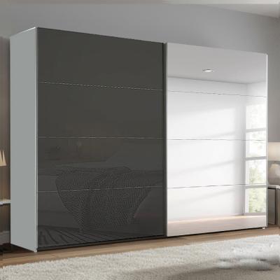 Rauch Beluga Extra 271cm 2 Door Sliding Wardrobe with Mirror - Silk Grey and Basalt Glass