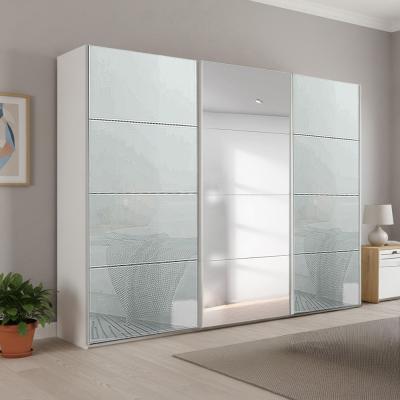 Rauch Beluga Extra 271cm 3 Door Sliding Wardrobe with Mirror - Alpine White and Silk Grey Glass