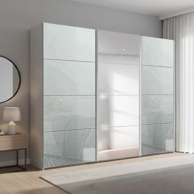 Rauch Beluga Extra 271cm 3 Door Sliding Wardrobe with Mirror - Silk Grey and Silk Grey Glass