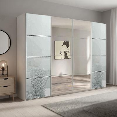 Rauch Beluga Extra 271cm 4 Door Sliding Wardrobe with Mirror - Alpine White and Silk Grey Glass