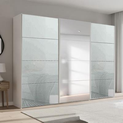 Rauch Beluga Extra 316cm 3 Door Sliding Wardrobe with Mirror - Alpine White and Silk Grey Glass