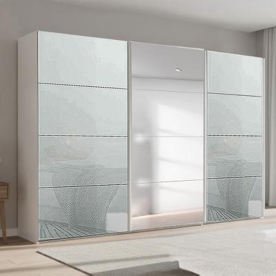 Rauch Beluga Extra 361cm 3 Door Sliding Wardrobe with Mirror - Alpine White and Silk Grey Glass