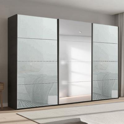 Rauch Beluga Extra 361cm 3 Door Sliding Wardrobe with Mirror - Graphite and Silk Grey Glass