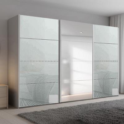 Rauch Beluga Extra 361cm 3 Door Sliding Wardrobe with Mirror - Silk Grey and Silk Grey Glass