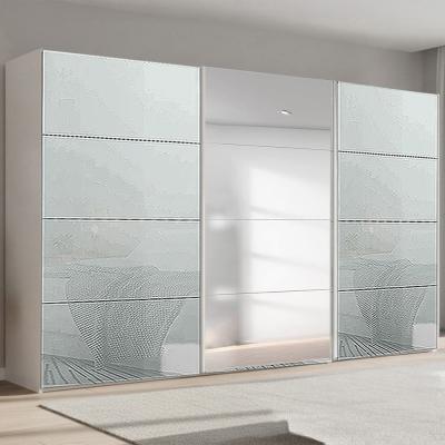 Rauch Beluga Extra 406cm 3 Door Sliding Wardrobe with Mirror - Alpine White and Silk Grey Glass