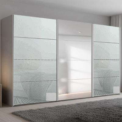 Rauch Beluga Extra 406cm 3 Door Sliding Wardrobe with Mirror - Silk Grey and Silk Grey Glass