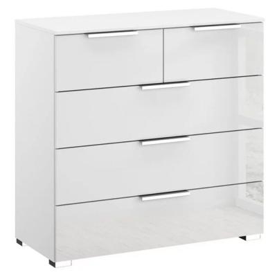 Rauch Miramar 3+2 Drawer Chest - Alpine White and Crystal White Glass