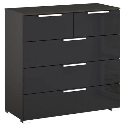 Rauch Miramar 3+2 Drawer Chest - Graphite and Basalt Glass