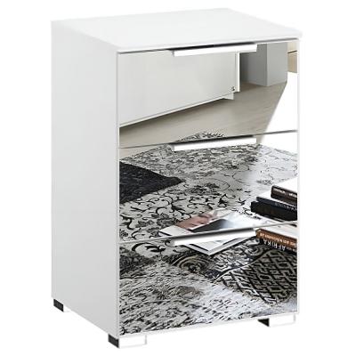 Rauch Miramar 3 Drawer Mirrored Bedside Cabinet - Alpine White