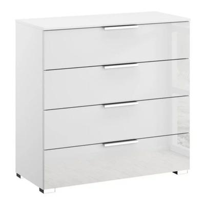 Rauch Miramar 4 Drawer Chest - Alpine White and Crystal White Glass