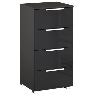 Rauch Miramar 4 Drawer Narrow Chest - Graphite and Basalt Glass