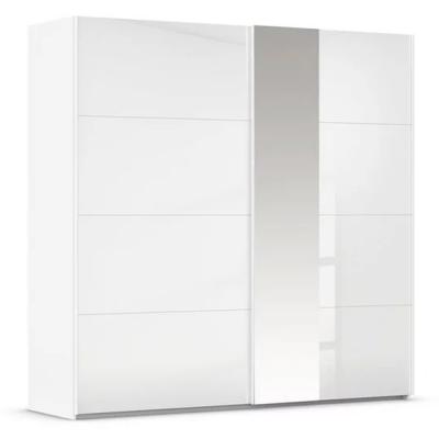 Rauch Miramar Type-1 226cm 2 Door Sliding Wardrobe with Mirror - Alpine White and Crystal White Glass