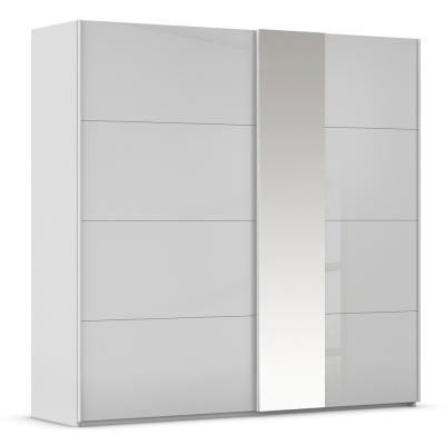 Rauch Miramar Type-1 226cm 2 Door Sliding Wardrobe with Mirror - Silk Grey and Silk Grey Glass