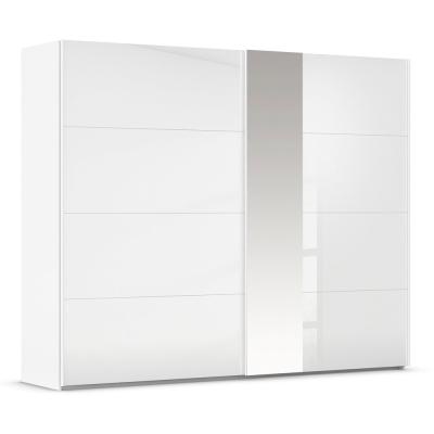 Rauch Miramar Type-1 271cm 2 Door Sliding Wardrobe with Mirror - Alpine White and Crystal White Glass