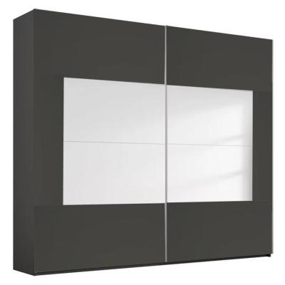 Rauch Miramar Type-4 226cm 2 Door Sliding Wardrobe - Graphite and Basalt Glass