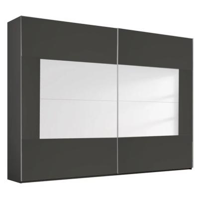 Rauch Miramar Type-4 271cm 2 Door Sliding Wardrobe - Graphite and Basalt Glass