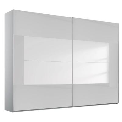 Rauch Miramar Type-4 271cm 2 Door Sliding Wardrobe - Silk Grey and Silk Grey Glass