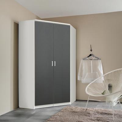 Rauch Celle Super 117cm 2 Door Corner Wardrobe - Alpine White and Metallic Dark Grey
