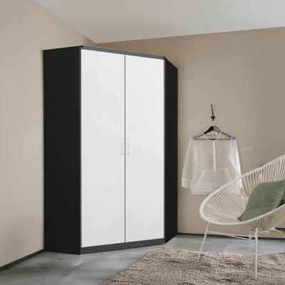 Rauch Celle Super 117cm 2 Door Corner Wardrobe - Metallic Dark Grey and Alpine White