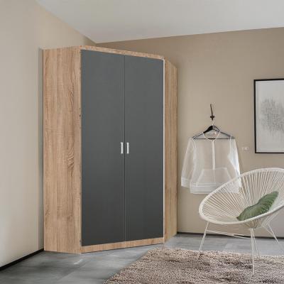Rauch Celle Super 117cm 2 Door Corner Wardrobe - Sonoma Oak and Metallic Dark Grey