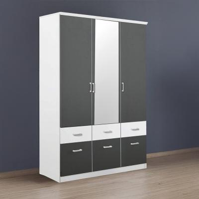 Rauch Celle Super 136cm 3 Door Combi Wardrobe - Alpine White and Metallic Dark Grey