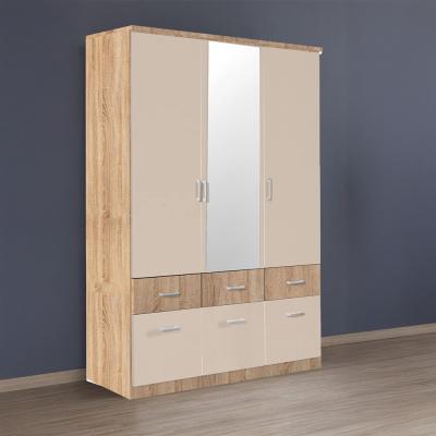 Rauch Celle Super 136cm 3 Door Combi Wardrobe - Sonoma Oak and Champagne
