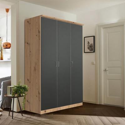 Rauch Celle Super 136cm 3 Door Wardrobe - Artisan Oak and Metallic Dark Grey