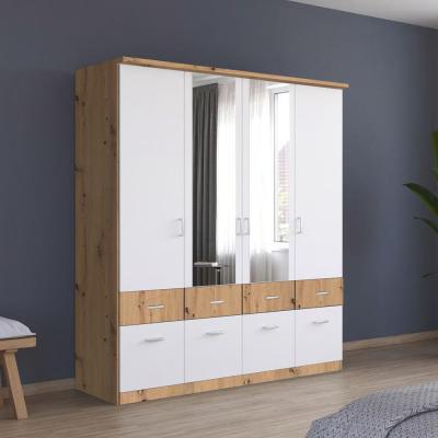 Rauch Celle Super 181cm 4 Door Combi Wardrobe - Artisan Oak and Alpine White
