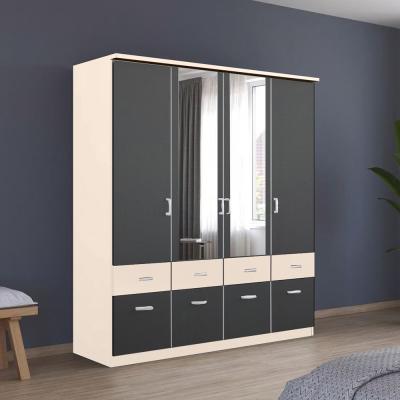 Rauch Celle Super 181cm 4 Door Combi Wardrobe - Champagne and Metallic Dark Grey