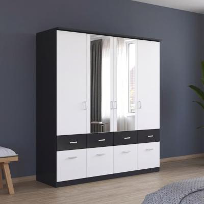 Rauch Celle Super 181cm 4 Door Combi Wardrobe - Metallic Dark Grey and Alpine White