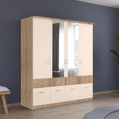 Rauch Celle Super 181cm 4 Door Combi Wardrobe - Sonoma Oak and Champagne