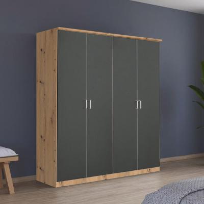 Rauch Celle Super 181cm 4 Door Wardrobe - Artisan Oak and Metallic Dark Grey