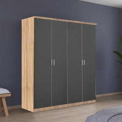 Rauch Celle Super 181cm 4 Door Wardrobe - Sonoma Oak and Metallic Dark Grey