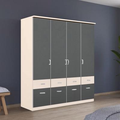 Rauch Celle Super 181cm 4 Door Wardrobe with Drawer - Champagne and Metallic Dark Grey
