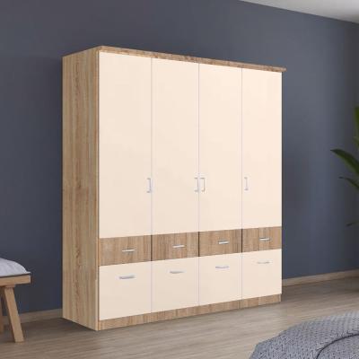 Rauch Celle Super 181cm 4 Door Wardrobe with Drawer - Sonoma Oak and Champagne
