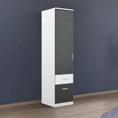 Rauch Celle Super 47cm 1 LH Door Wardrobe with Drawer - Alpine White and Metallic Dark Grey