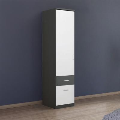 Rauch Celle Super 47cm 1 LH Door Wardrobe with Drawer - Metallic Dark Grey and Alpine White