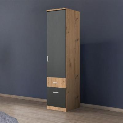 Rauch Celle Super 47cm 1 RH Door Wardrobe with Drawer - Artisan Oak and Metallic Dark Grey