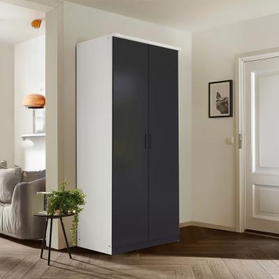 Rauch Celle Super 91cm 2 Door Wardrobe - Alpine White and Metallic Dark Grey