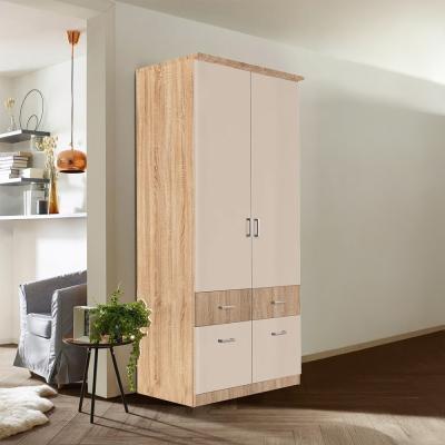 Rauch Celle Super 91cm 2 Door Wardrobe with Drawer - Sonoma Oak and Champagne