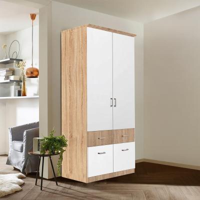 Rauch Celle Super 91cm 2 Door Wardrobe with Drawer and Extras - Sonoma Oak and Alpine White