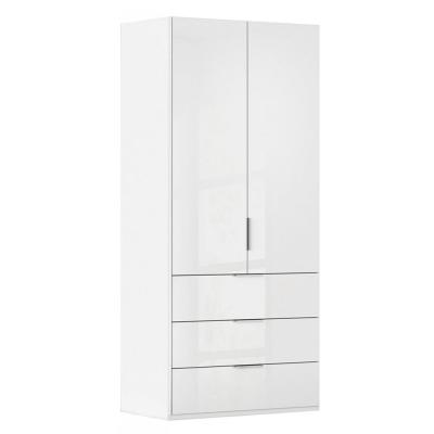Rauch Miramar Type-5 101cm 2 Door Wardrobe with Drawer - Alpine White and Crystal White Glass