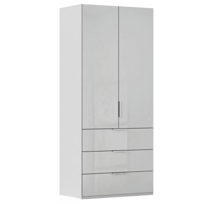 Rauch Miramar Type-5 101cm 2 Door Wardrobe with Drawer - Silk Grey and Silk Grey Glass