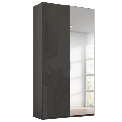 Rauch Miramar Type-5 101cm 2 Door Wardrobe with Mirror - Graphite and Basalt Glass