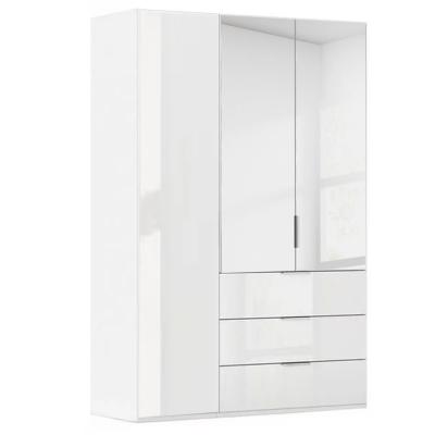 Rauch Miramar Type-5 151cm 3 Door Combi Wardrobe - Alpine White and Crystal White Glass