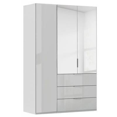 Rauch Miramar Type-5 151cm 3 Door Combi Wardrobe - Silk Grey and Silk Grey Glass